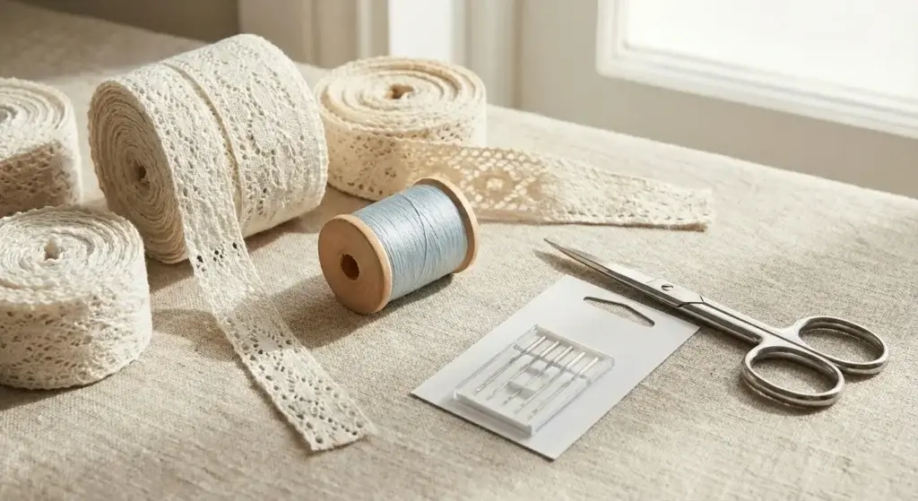 How to sew lace on fabric