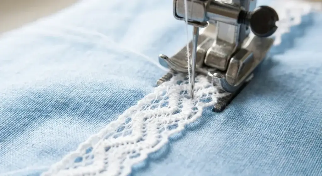 sew lace on fabric