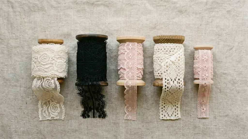 five rolls of lace trim
