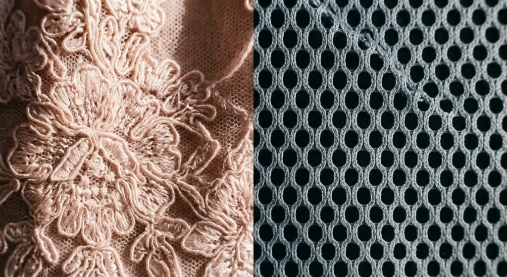 lace and mesh material composition