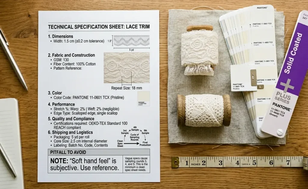 lace trim spec sheet