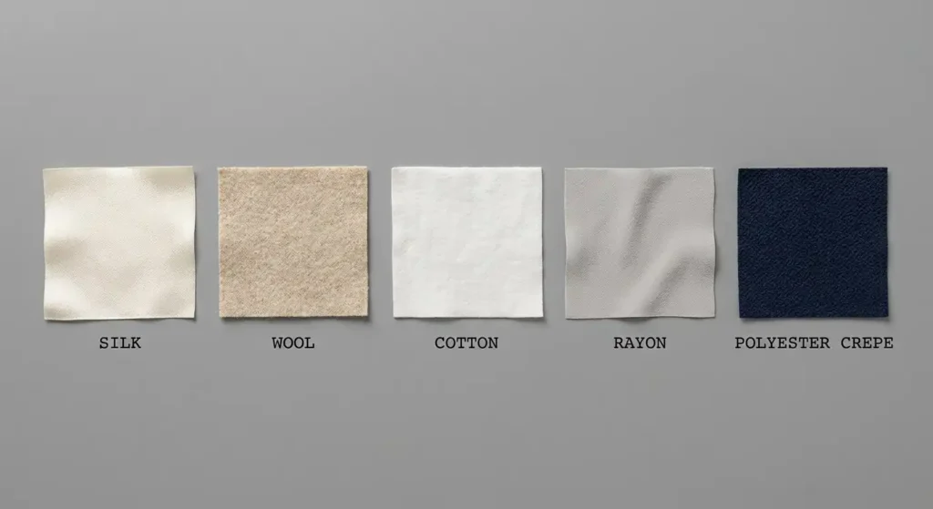 five small fabric swatch